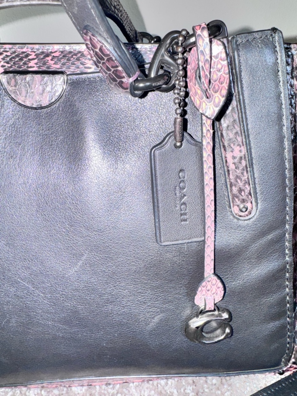 Coach 2019 Dreamer 36 ColorBlock Snakeskin Detail Satchel Shoulder Bag Crossbody - Picture 2 of 15